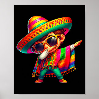 Glücklicher cinco de mayo dabbing Junge Mann mexik Poster
