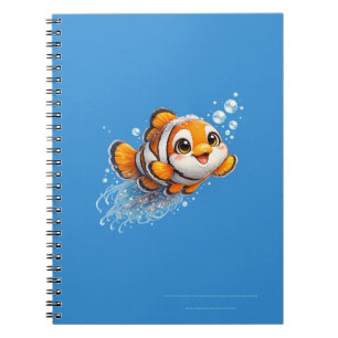 Glücklicher Clownfisch Tropische Meer Lebens Illus Notizblock