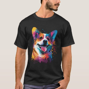 Glücklicher Corgi Buntes Gemälde Hunde Tiere T-Shirt