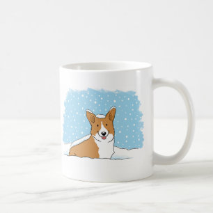 Glücklicher Corgi im Schnee Süßer Winterurlaub-H Kaffeetasse
