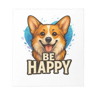 Glücklicher Corgi mit farbenfrohem Herzen - Design Notizblock