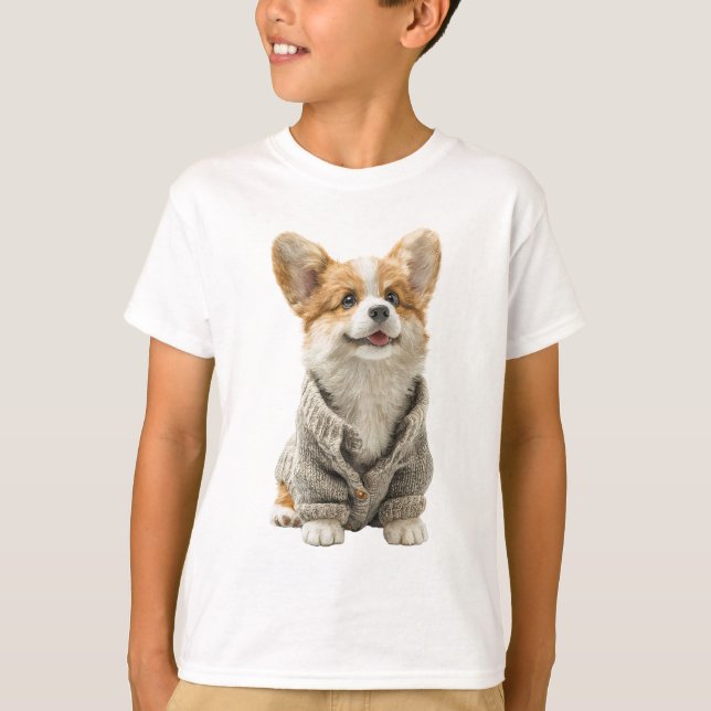 Glücklicher Corgi Pullover Kinder (Vorderseite)