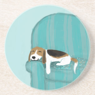 Glücklicher Couch-Hund - niedlicher Beagle Getränkeuntersetzer