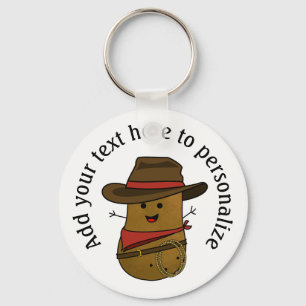 Glücklicher Cowboy-Kartoffel personalisiert Schlüsselanhänger