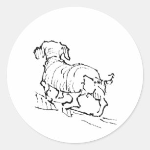 Glücklicher Dachshund – Illustration eines Dackels Runder Aufkleber