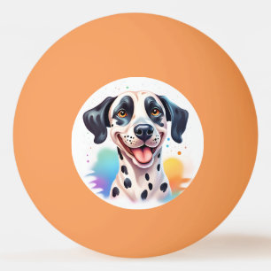 Glücklicher Dalmatiner-Hund Tischtennisball