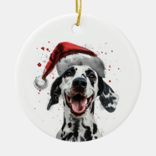 Glücklicher dalmatinischer Hund Weihnachten Person Keramik Ornament
