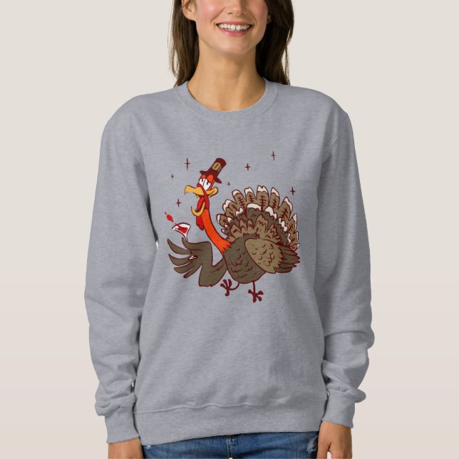 glücklicher Dank für lustige betrunkene Truthahn Sweatshirt (Vorderseite)