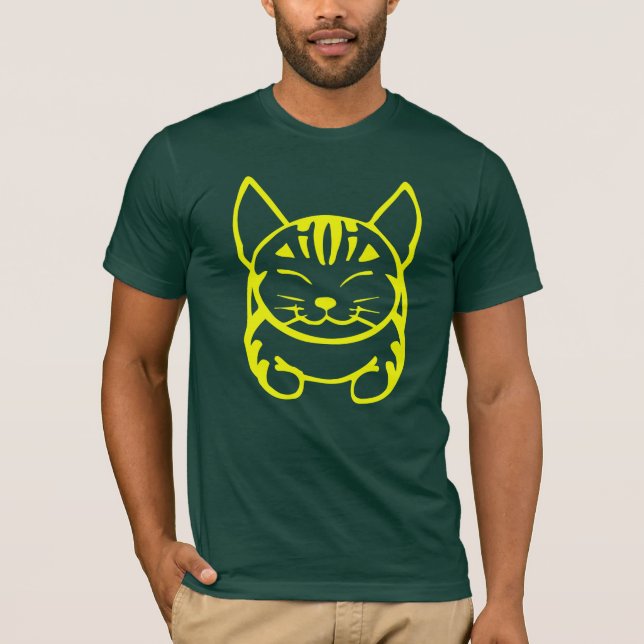 Glücklicher die Katzen-T - Shirt der Männer (Vorderseite)