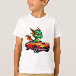 🏎️ Glücklicher Drache fährt Sportwagen 🐾 T-Shirt