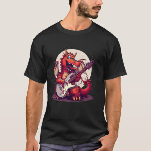 Glücklicher Drache mit cooler elektrischer Gitarre T-Shirt
