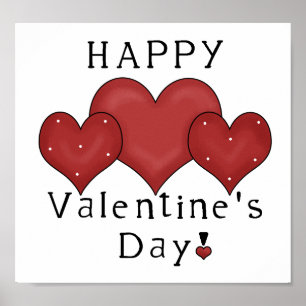 Glücklicher Druck/Zeichen der Valentinstag-Herz-D7 Poster