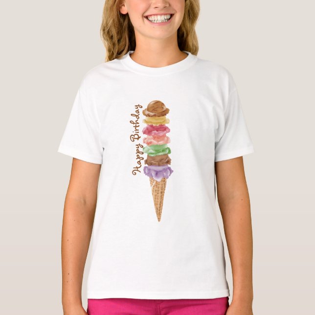 Glücklicher Eiscreme-Geburtstag T-Shirt (Vorderseite)