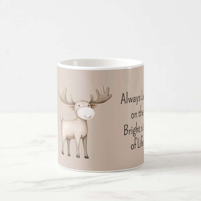Glücklicher Elch Sonnenseite des Lebens Kaffeetasse (Mittel)