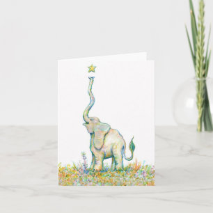 Glücklicher Elefant - Anmerkungs-Karte - 4" x 5,6" Karte