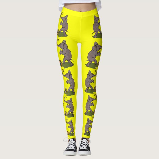 glücklicher Elefant, der mit Seil und Ball spielt Leggings (Vorderseite)