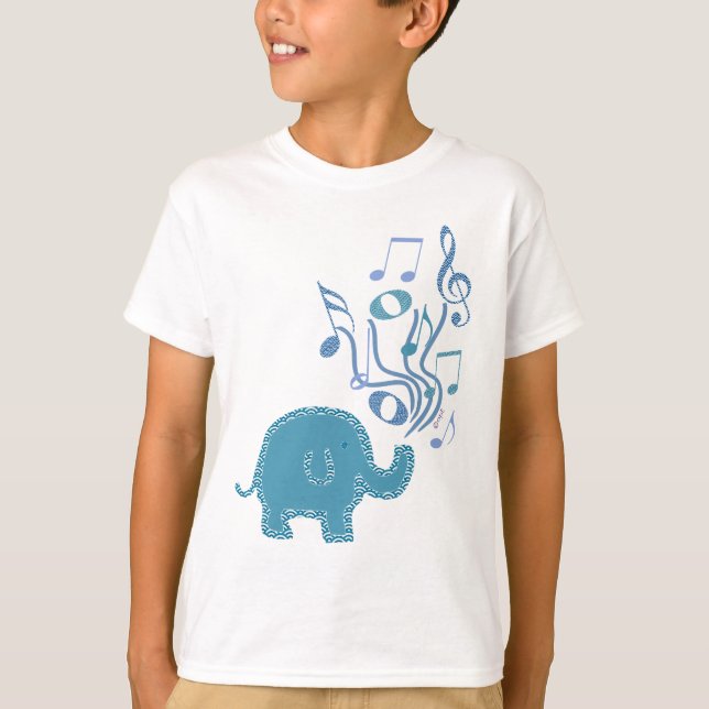 glücklicher Elefantentwurf der musikalischen T-Shirt (Vorderseite)