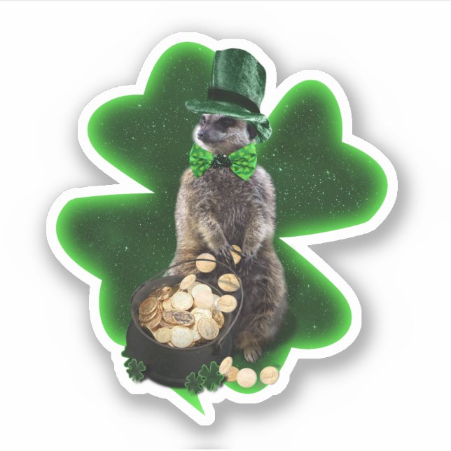 Glücklicher Erdmännchen St. Patrick's Day Aufkleber (Vorderseite)