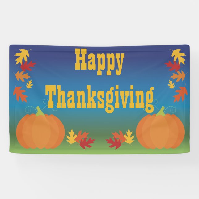 Glücklicher Erntedank-Herbstlaub und Kürbise Banner (Horizontal)