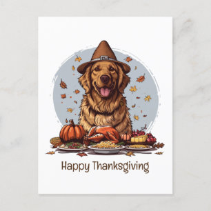 Glücklicher Erntedankfest Golden Retriever Hund Postkarte