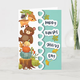 Glücklicher Erntedanktag mit Chipmunk & Bear Card Dankeskarte