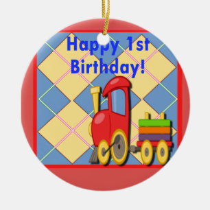 Glücklicher erster Geburtstag Choo Choo Zug Keramikornament