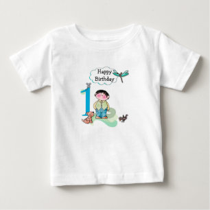 Glücklicher erster Geburtstag, Geburtstags-Junge Baby T-shirt
