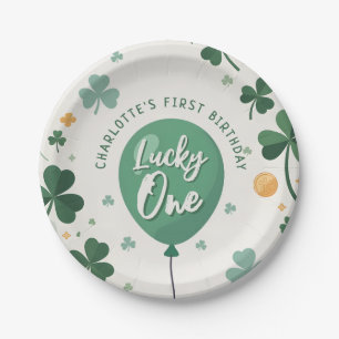 Glücklicher Erster Geburtstag St Patricks Day Klee Pappteller
