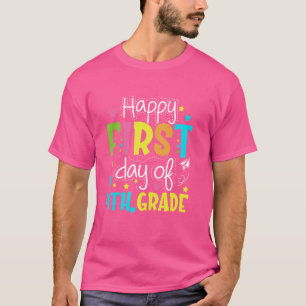 Glücklicher erster Tag der 4. Klasse Kinder Lehrer T-Shirt
