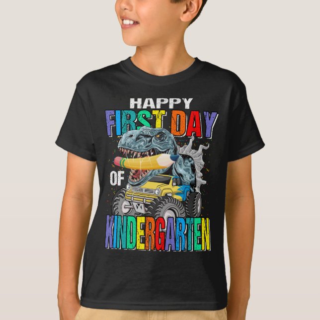 Glücklicher erster Tag Kindergarten Monster Truck  T-Shirt (Vorderseite)