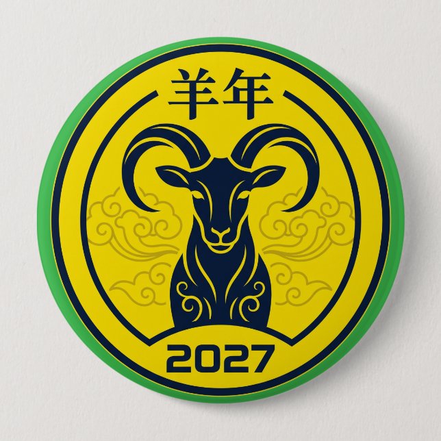 Glücklicher Feuerziege 2027 Lunar Neujahrs-Button Button (Vorderseite)