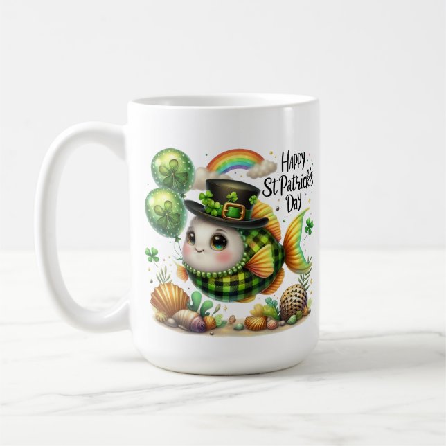 Glücklicher Fisch- St. Patrick’s Day Kaffeetasse (Links)