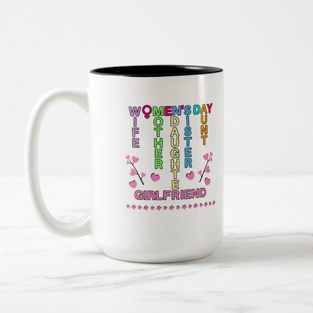 Glücklicher Frauentag Zweifarbige Tasse (Links)