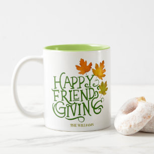 Glücklicher Friendsgiving Herbstlaub Tasse