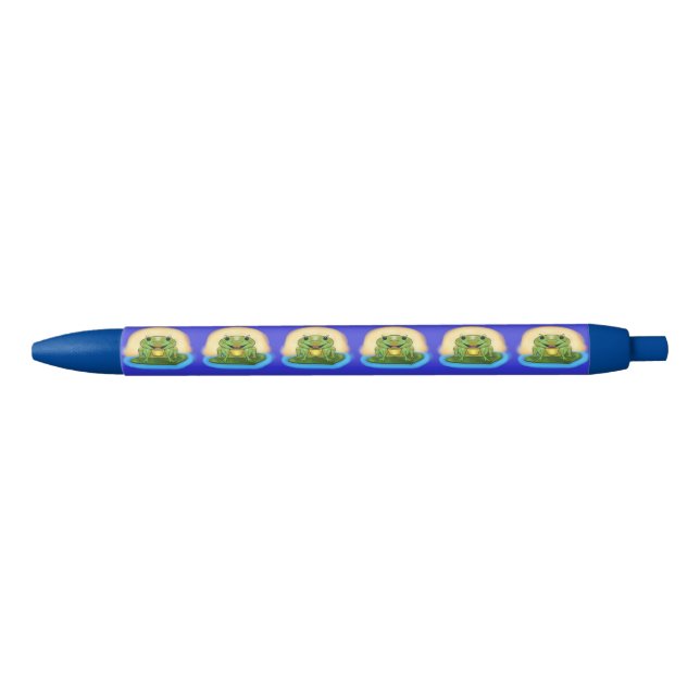 Glücklicher Frosch auf einem Lilien-Auflage-Stift Kugelschreiber (Vorderseite)
