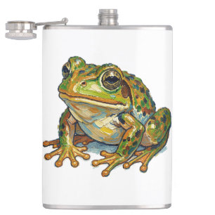 Glücklicher Frosch Buntes Kunstwerk Symbol für gut Flachmann