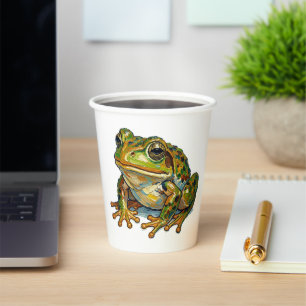 Glücklicher Frosch Buntes Kunstwerk Symbol für gut Pappbecher