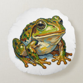 Glücklicher Frosch Buntes Kunstwerk Symbol für gut Rundes Kissen