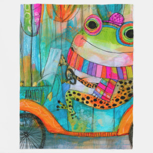 Glücklicher Frosch Fröhliches Straßenabenteuer Fleecedecke