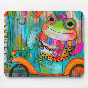 Glücklicher Frosch Fröhliches Straßenabenteuer Mousepad