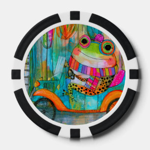 Glücklicher Frosch Fröhliches Straßenabenteuer Pokerchips
