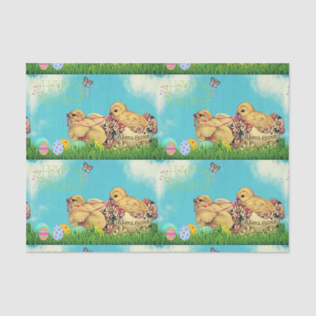 Glücklicher Frühling, frohes Ostern. Seidenpapier (Vorderseite)
