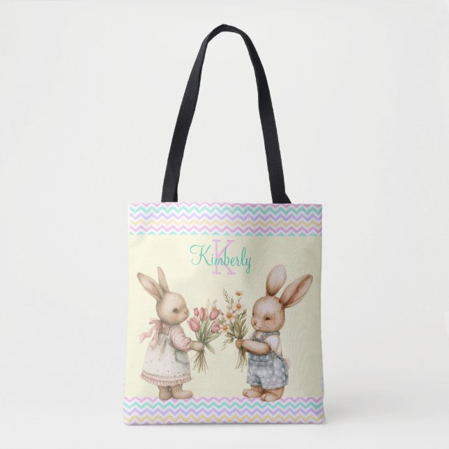 Glücklicher Frühling! Kaninchen für Jungen und Mäd Tasche (Vorderseite)