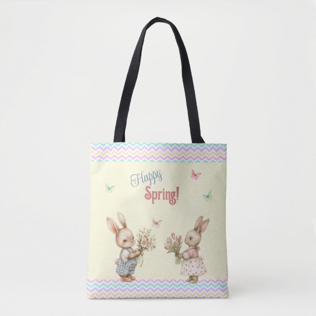 Glücklicher Frühling! Kaninchen für Jungen und Mäd Tasche (Vorderseite)