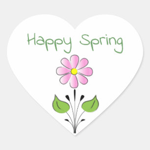 Glücklicher Frühling mit der rosa Blume niedlich Herz-Aufkleber