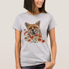 Glücklicher Fuchs bei Blume T-Shirt