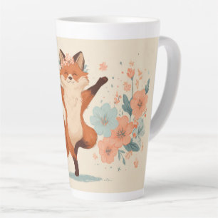 Glücklicher Fuchs mit Blumen – Niedliche, verspiel Milchtasse