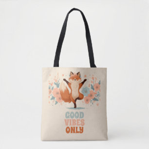 Glücklicher Fuchs mit Blumen – Niedliche, verspiel Tasche