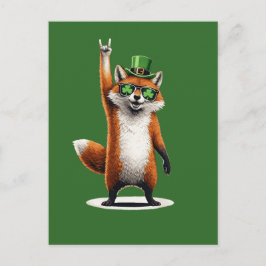 Glücklicher Fuchs Shamrock Sonnenbrille St. Patric Postkarte