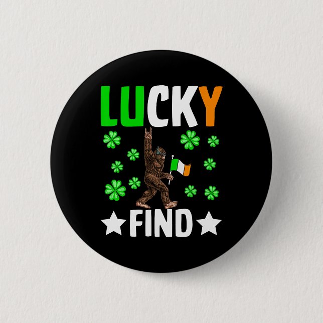 Glücklicher Fund Bigfoot Frohen St Patricks Day T- Button (Vorderseite)